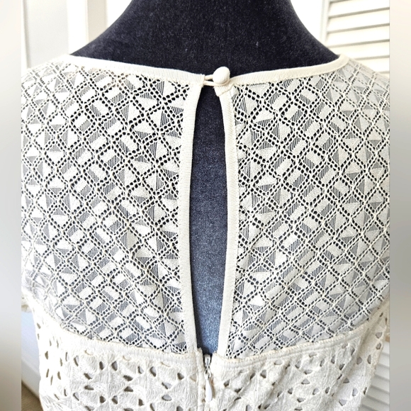 Banana Republic Eyeley Ivory Cream Off White Fit & Flare Lined Summer Dress  10 - Picture 4 of 6